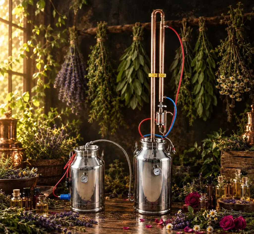 40 + 50 Litre Tıbbi Aromatik, Esans, Uçucu Yağ Damıtma İmbiği - 30 + 50 litre