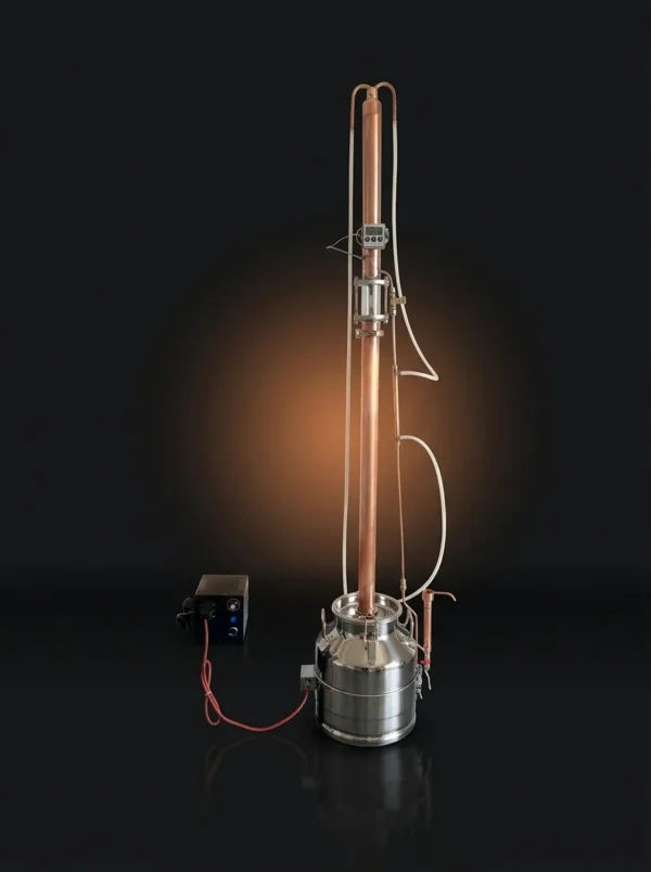 Zirkon Serisi Gözetleme Camlı, PWM Kontrollü, 2,5 kW Kuşak Isıtıcılı, 54mm Kolon, 2kW Eşanjör Reflux Ve Pot Still Damıtma İmbiği